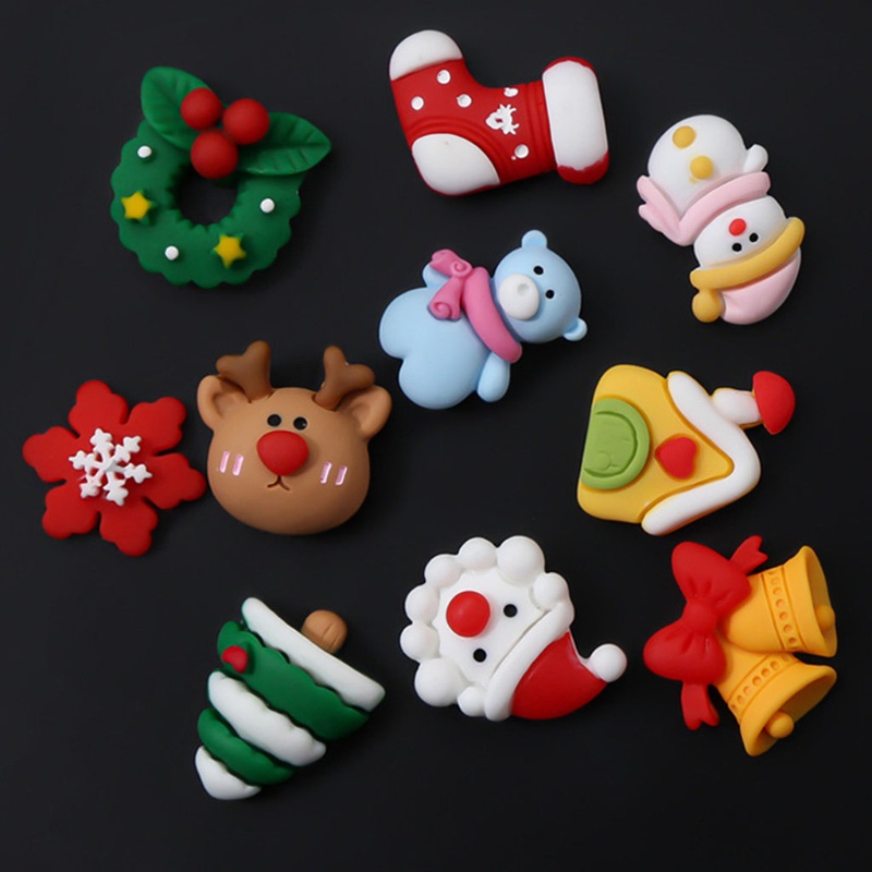 Hạt Nhựa 3D Mặt Phẳng Hình Ông Già Noel Cây Thông/Tuần Lộc/Tuần Lộc/Người Tuyết Trang Trí Móng Tay Nghệ Thuật DIY