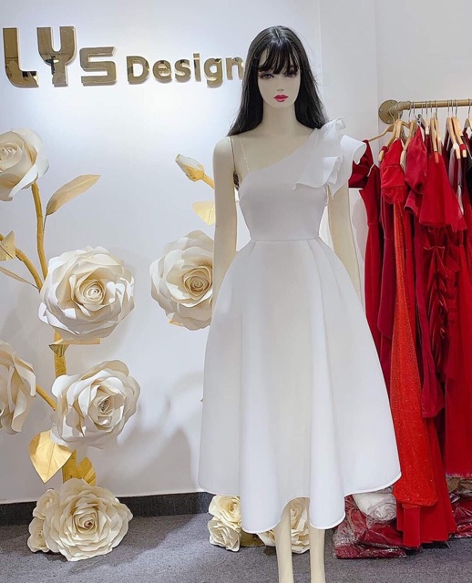 Đầm lệch vai bèo ( ảnh và video thật )