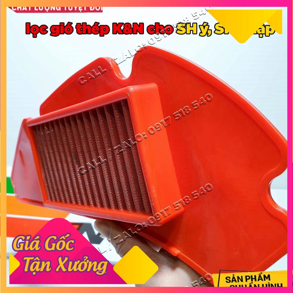 Combo Lọc Gió K&amp;N , Bầu Gió Zhipat Gắn SH ý 2009 - 2012 (Ảnh Sp thật)
