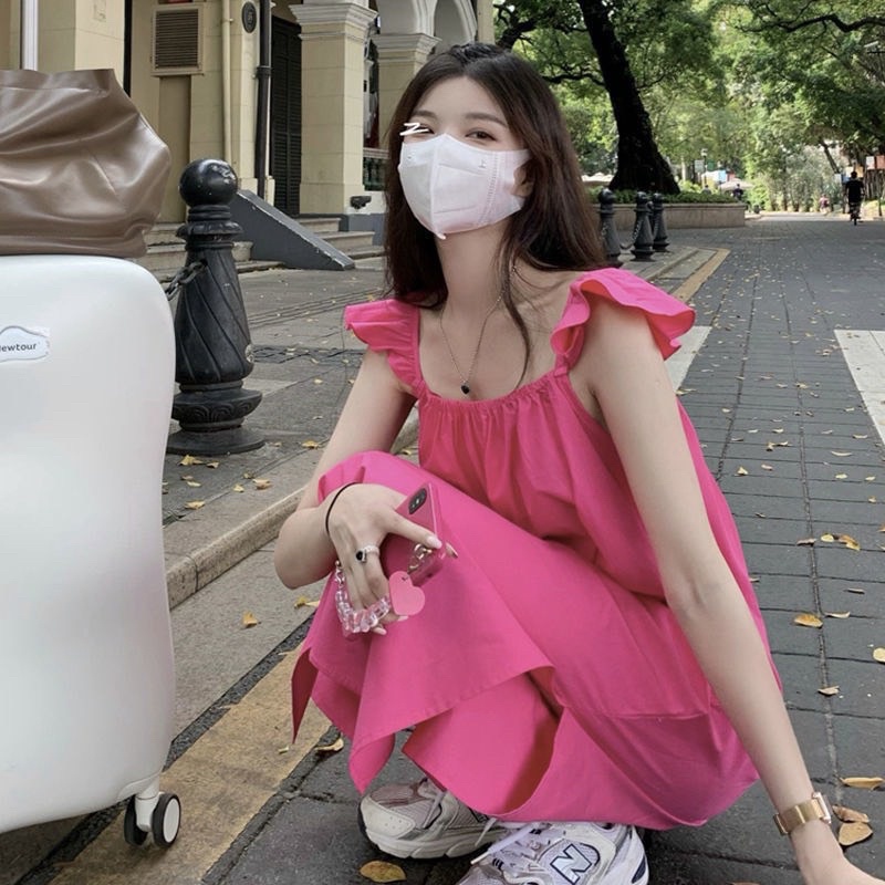 Đầm cổ vuông dài qua gối xẻ tà thời trang retro Pháp | BigBuy360 - bigbuy360.vn