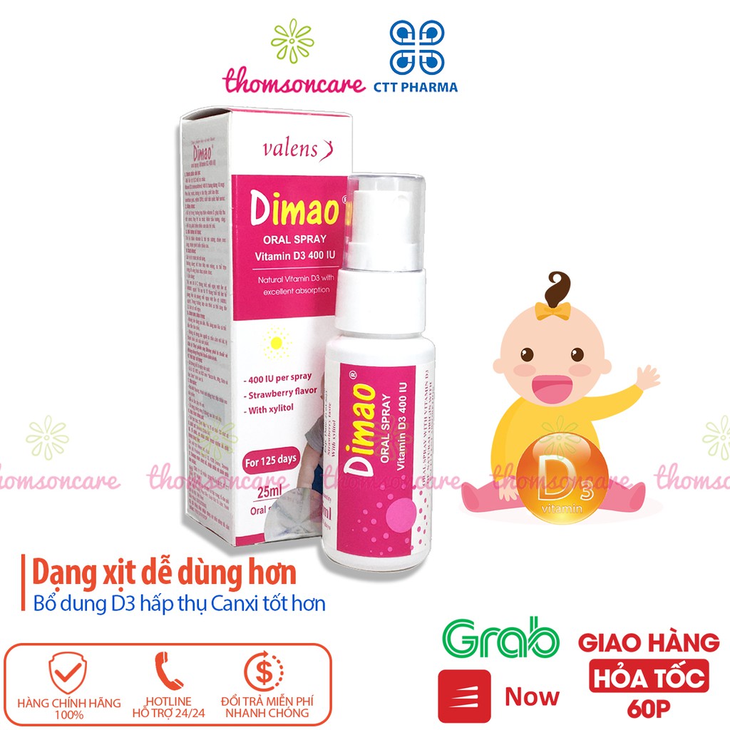 Bổ sung vitamin D3 dạng xịt dễ dùng cho bé - Dimao vtm D3, phát triển chiều cao cho trẻ, hấp thụ canxi