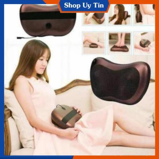 Gối Massage 8 Bi Hồng Ngoại Công Nghệ Nhật Bản Cao Cấp Giúp Giảm Đau Cổ Vai Gáy Lưng