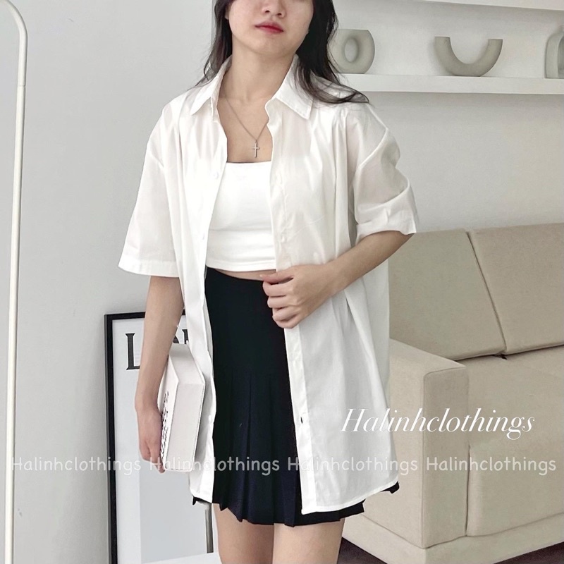 Sơ mi cộc tay trơn dáng rộng freesize | BigBuy360 - bigbuy360.vn