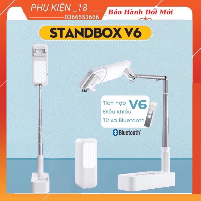 [BẢO HÀNH 6TH] Đèn Livestream Standbox V6 có tay đỡ nằm ngang gập gọn đa năng xoay 360 độ, điều khiển chụp ảnh từ xa | BigBuy360 - bigbuy360.vn