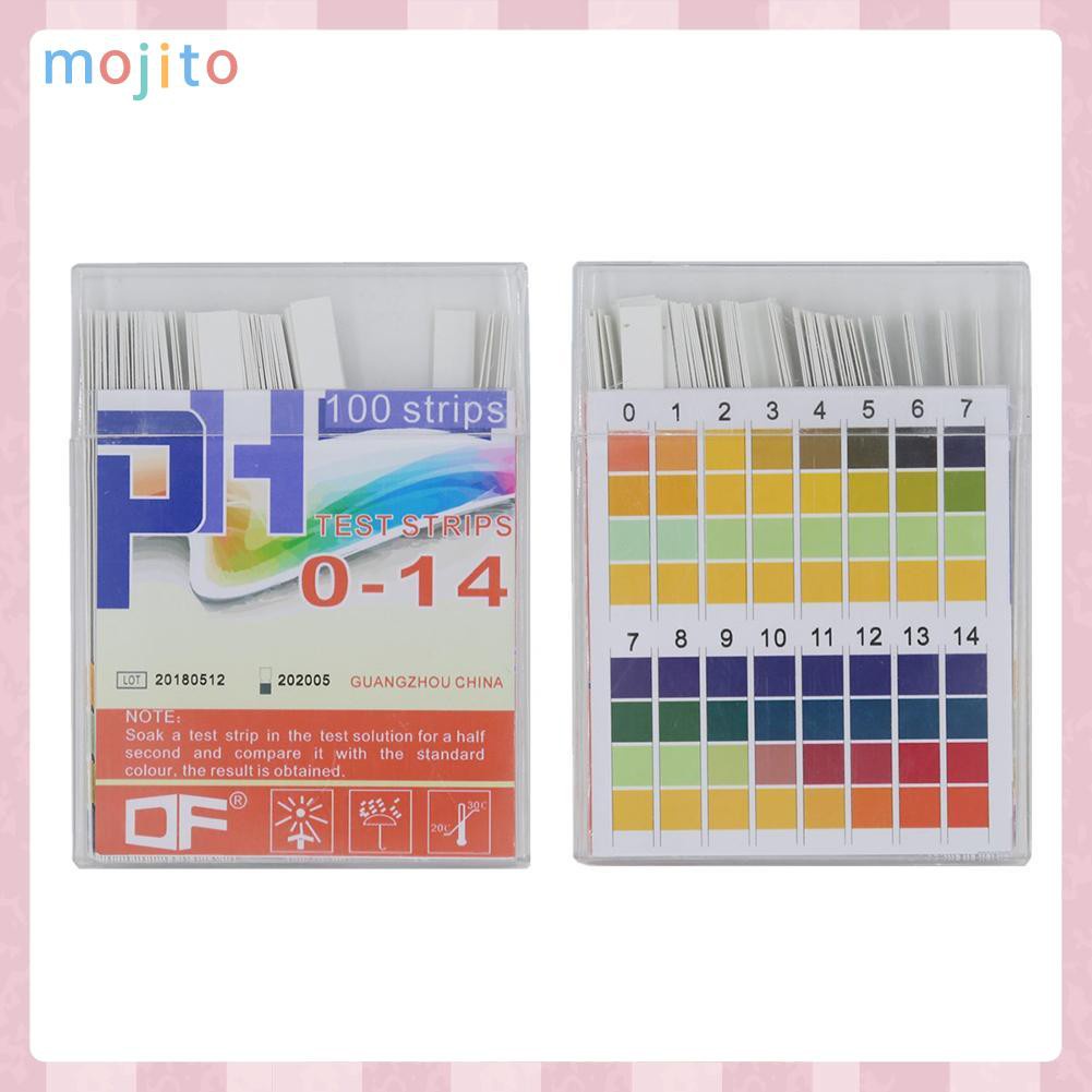 MOJITO 100pcs 0-14 pH Test Strips Alkaline Acid Indicator Paper Litmus Tester