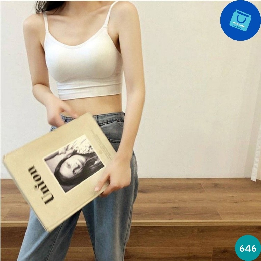 【646】Nội Y, Bra Cotton, Áo Tập Gym, Yoga 2 Dây Cổ V