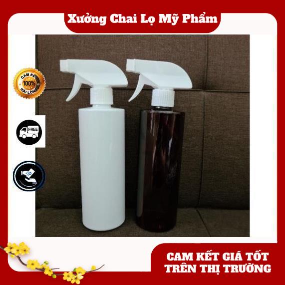 Chai nhựa pet Vòi Xịt Kính 500ml Trong Cao rỗng chiết mỹ phẩm, dung dịch , phụ kiện du lịch