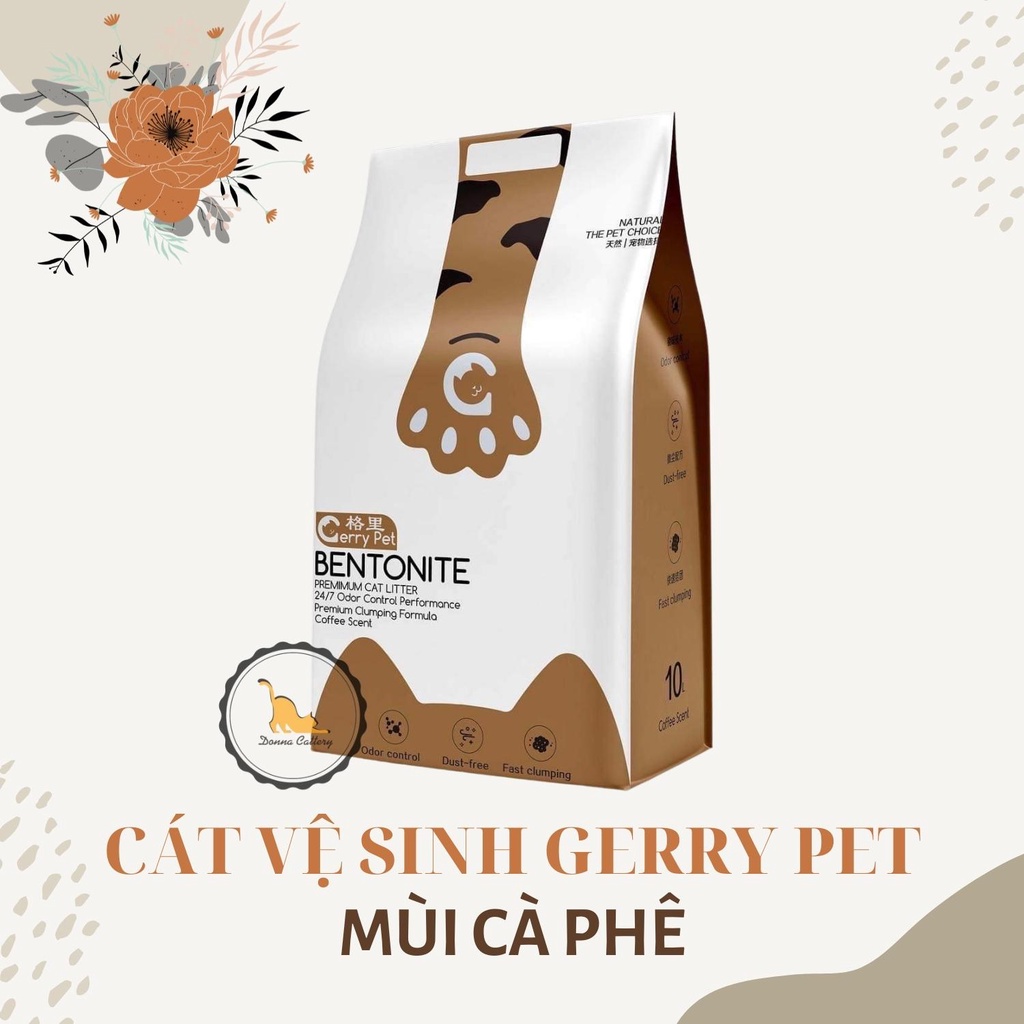 [HOẢ TỐC] CÁT VỆ SINH CHO MÈO GERRY PET 8L 15L BENTONITE CÀ PHÊ TÁO CHANH LAVENDER