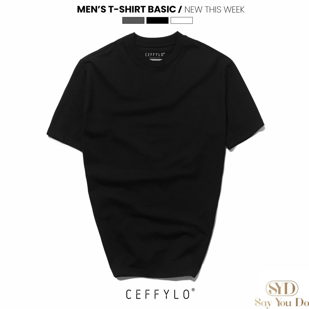 Áo Thun cổ tròn nam CEFFYLO vải Cotton co giãn, dày dặn, form Slimfit T03