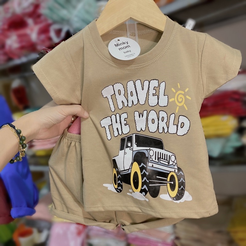 Bộ đồ cotton in hình Ô TÔ cho bé