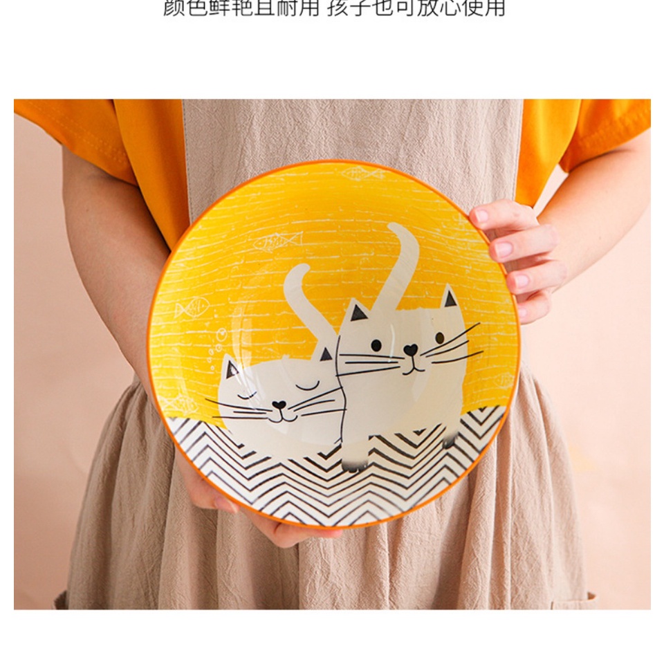 Bộ chén bát đĩa sứ ăn dặm Mèo Cute phong cách Nhật bản dễ thương cho bé