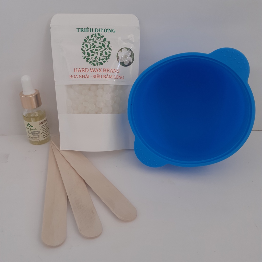 combo 1 chén chống dính silicon + sáp wax lông nóng cao cấp 50g + mỡ trăn 10ml, (tặng kèm que lấy sáp + đồ dũa móng)
