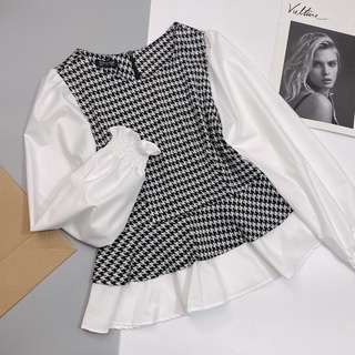 Áo peplum kẻ ziczac