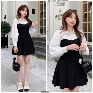 50-90kg bigsize đầm sơ mi dáng xòe