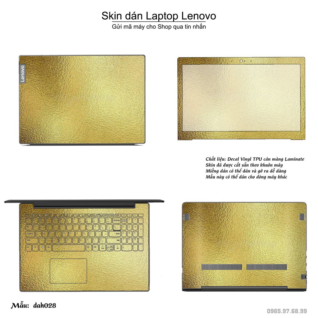 Skin dán Laptop Lenovo in hình vân vàng (inbox mã máy cho Shop)