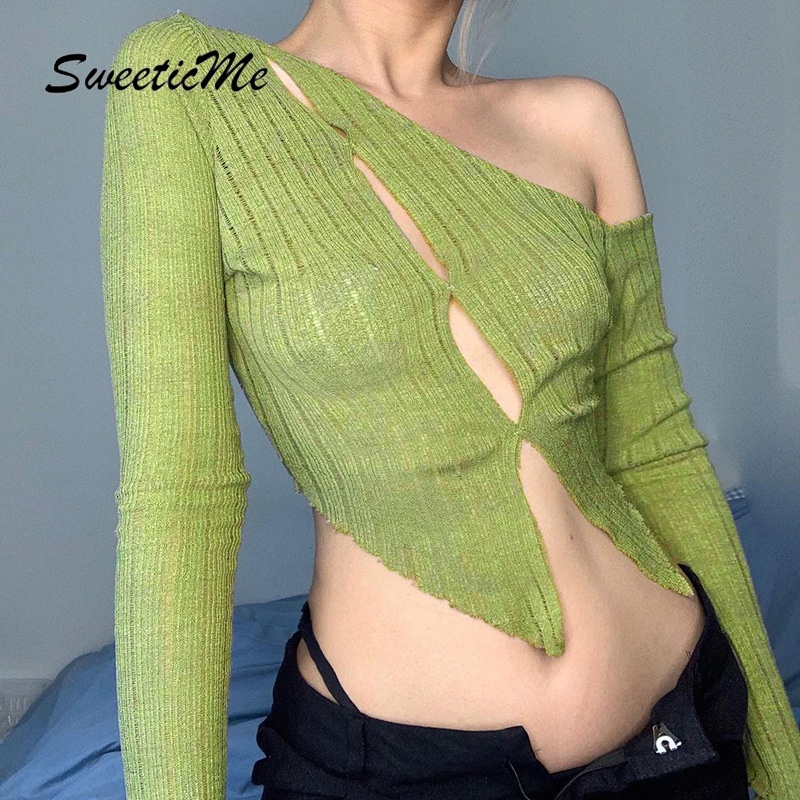 Áo Thun Tay Dài Lệch Vai Thiết Kế Mới Cho Nữ | BigBuy360 - bigbuy360.vn