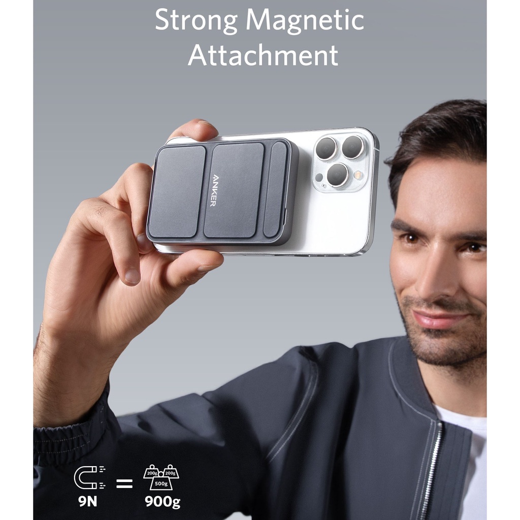 Sạc dự phòng Anker 5000mAh MagGo 622 Magnetic Batterry Từ tính không dây - Mã A1611 Chân gập đứng