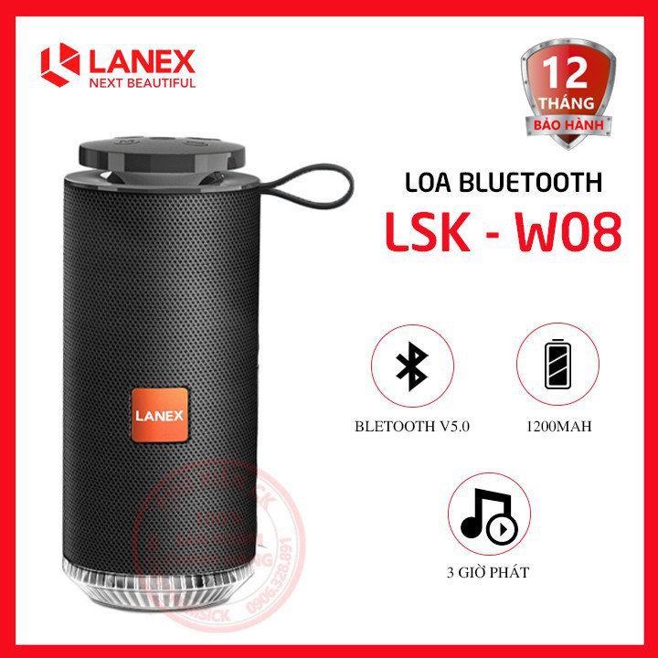 Loa Bluetooth LANEX LSK-W08 Black/Camou Flage (5W, v5.1) âm thanh cực hay bảo hành 12 tháng 1 đổi 1