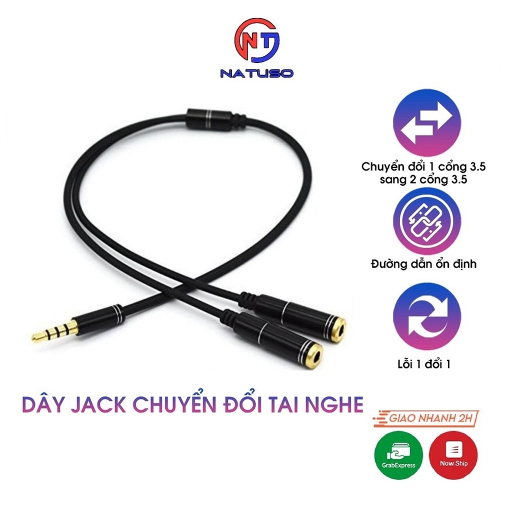 Dây Jack Chuyển Đổi Tai Nghe 3.5mm Sang 2 Cổng 3.5mm Cho Âm Thanh Audio Và Mic J01