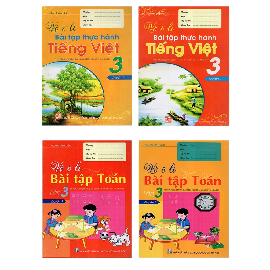 Sách - Combo vở ô li bài tập toán , tiếng việt lớp 3