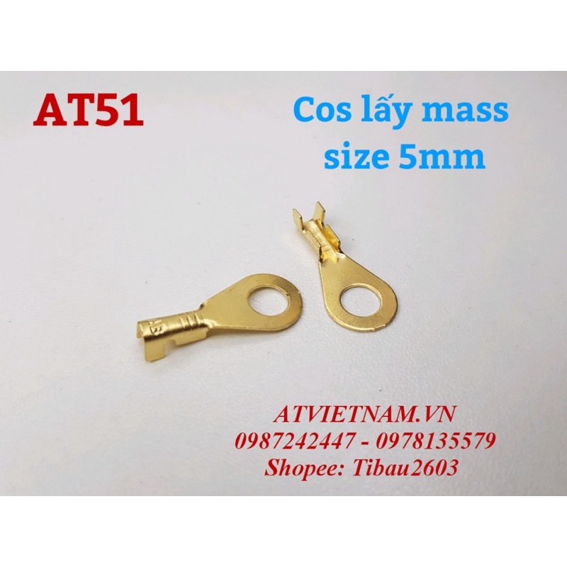 Đầu cos xe máy, cos lấy mass, cos vặn ốc 5mm- AT51 ( 1 bịch/50 cái)