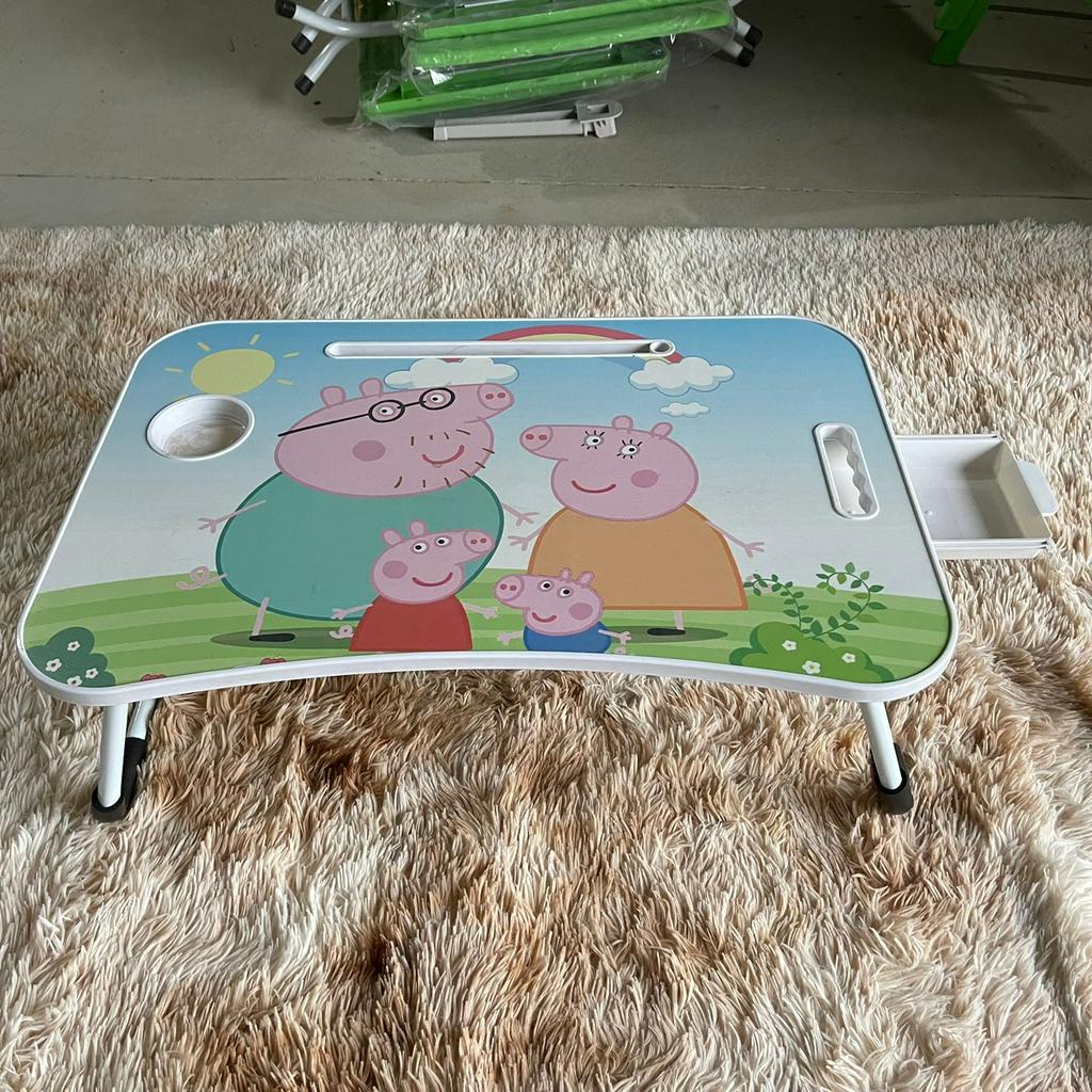 Bàn học gấp gọn thông minh Cao cấp có khe cắm Ipad và ngăn kéo,tay cầm và chỗ để cốc nước - Bàn học chống bụi Havaco B01