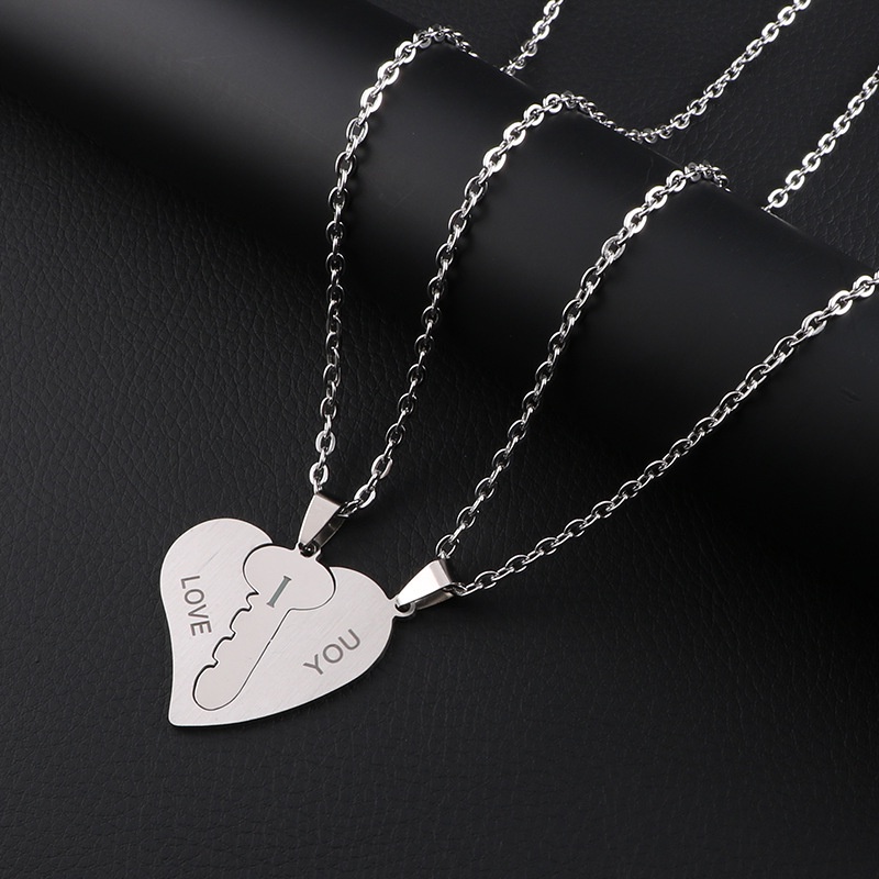 Simple and fashion titanium steel love couple necklace