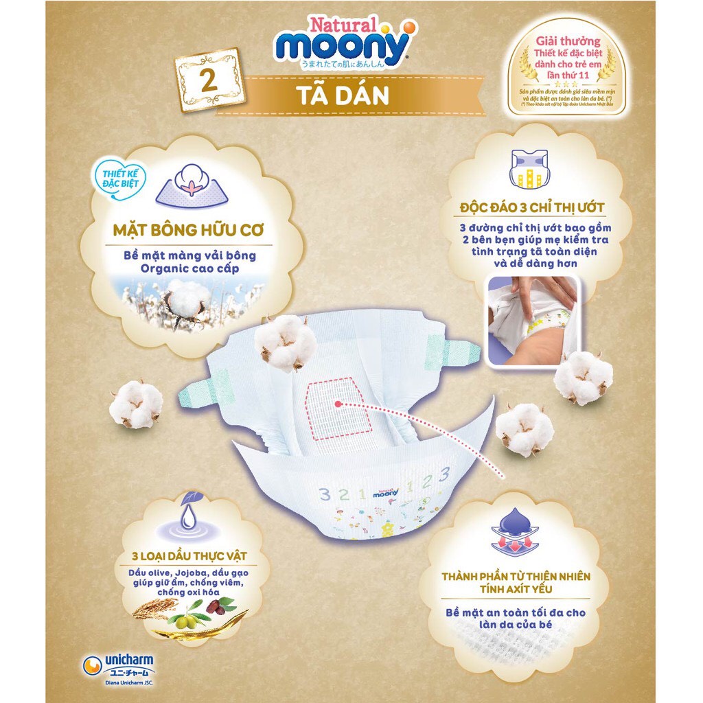 Bỉm Quần Nội Địa Nhật Moony Natural Cao Cấp M46/L36/XL32