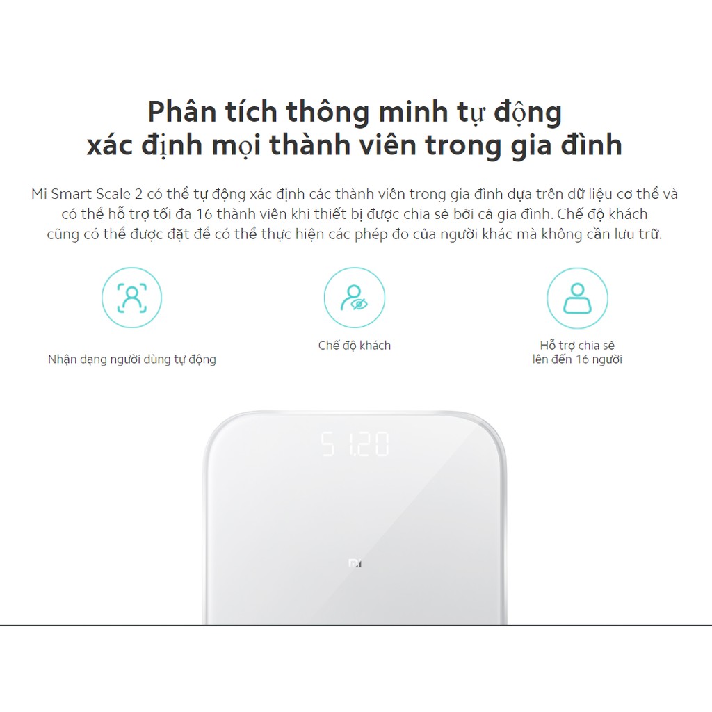 Cân Thông Minh Xiaomi Smart Scale 2 - NUN4056GL - Hàng Chính Hãng - Bản Quốc Tế - Digiworld