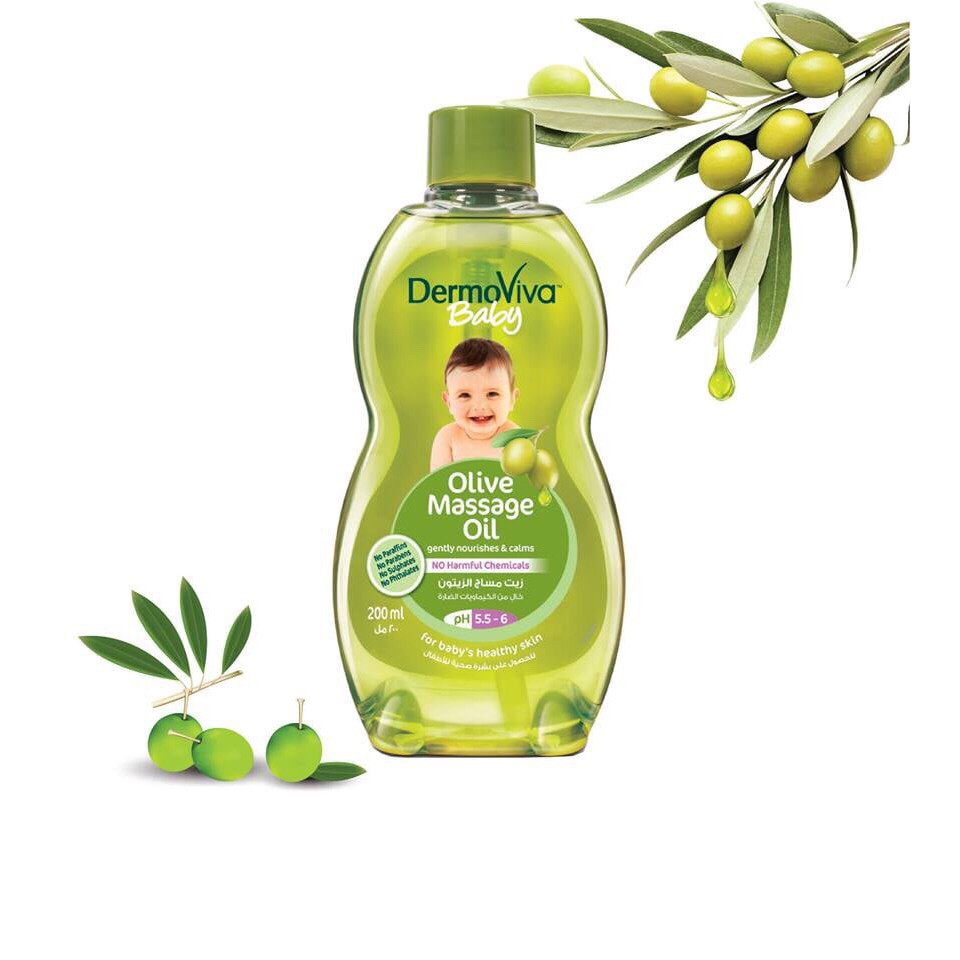 Dầu massage Dermoviva chiết xuất Olive cho bé 200ml