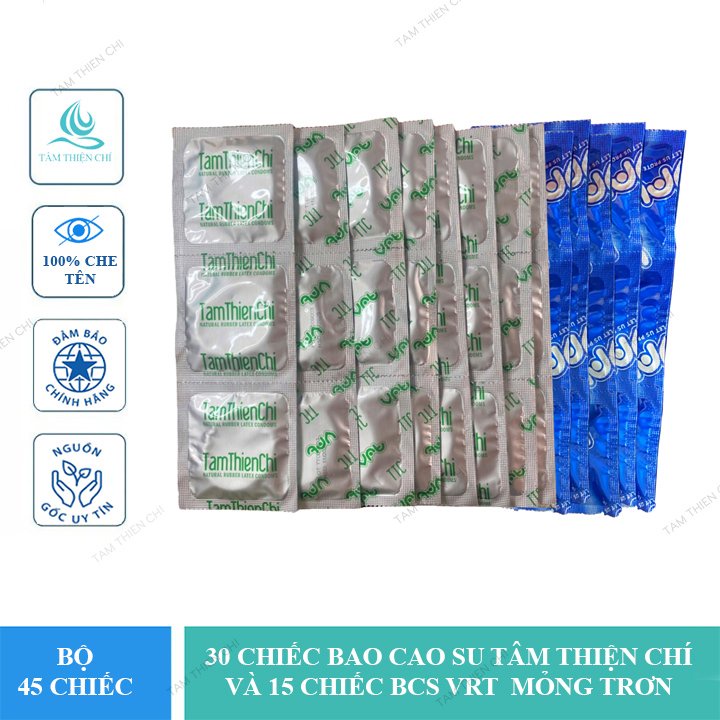 Bao cao su Tâm Thiện Chí Guardian mỏng trơn mix VRT mỏng trơn túi 45 cái