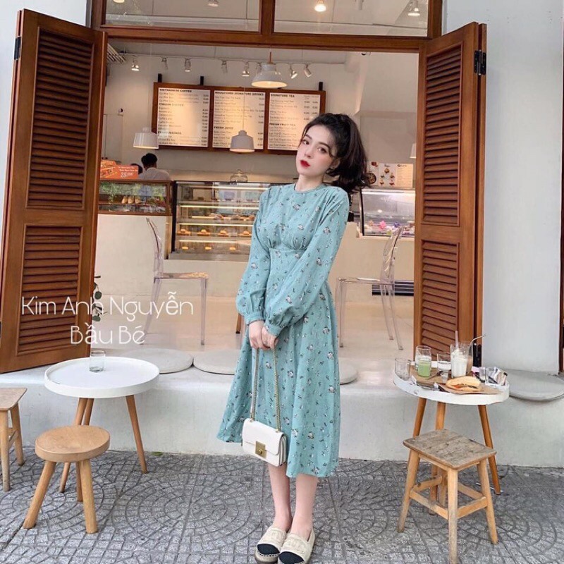 Váy nhung tam hoa nhí vintage
