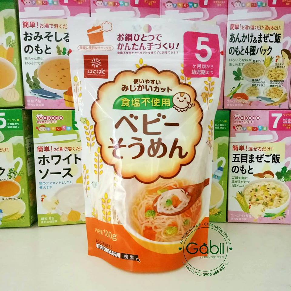 25% GIẢM Mì (mỳ) Somen (Udon) Hakubaku cho bé 5 tháng-7 tháng - 9 tháng