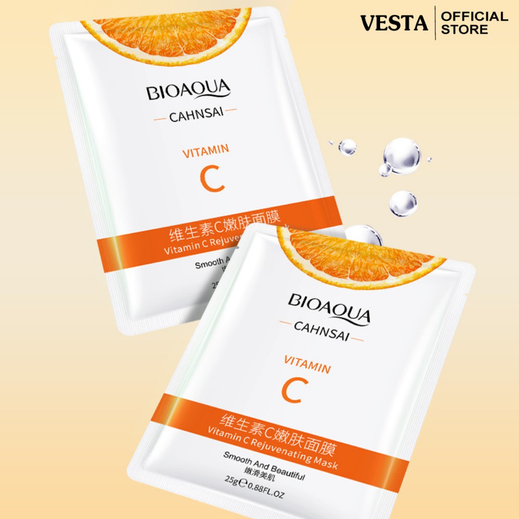 Mặt nạ giấy vitamin C mask dưỡng trắng da cấp ẩm chiết xuất cam bioaqua | BigBuy360 - bigbuy360.vn