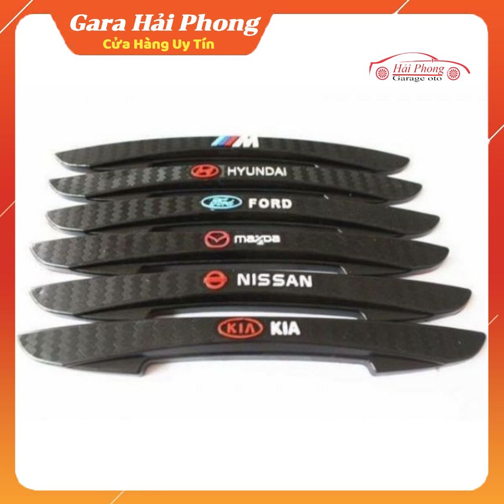 Bộ 4 miếng dán tay cửa in logo hãng Mazda-Honda-KiA-Hyundai-Toyota-Ford-Mitshubishi cao cấp
