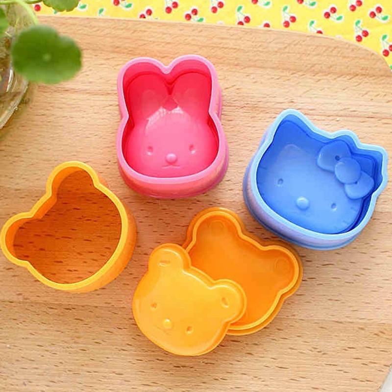 Bộ 3 khuôn bento ép cơm hình thỏ gấu mèo kitty cho bé