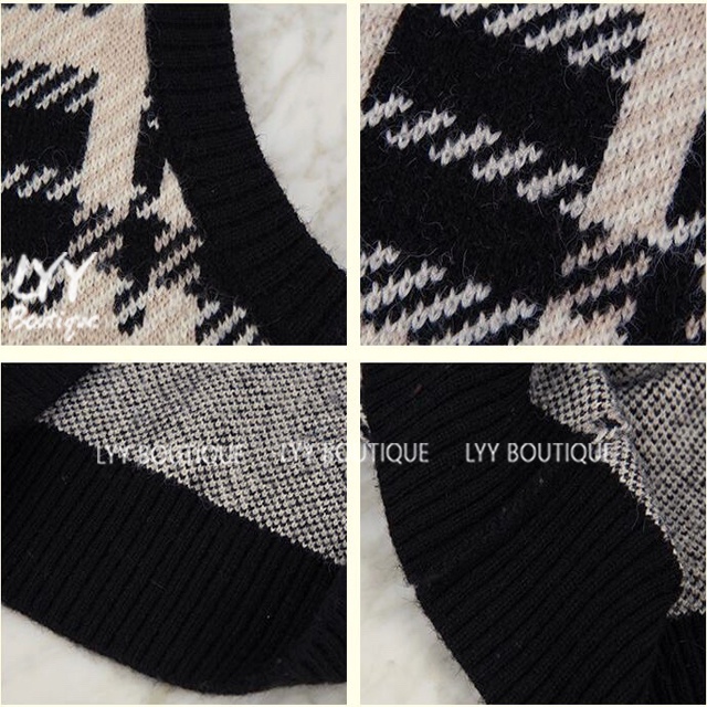 Áo gile len kẻ ô vuông cổ V dáng rộng mix đồ siêu xinh hàng Quảng Châu LYY BOUTIQUE | BigBuy360 - bigbuy360.vn