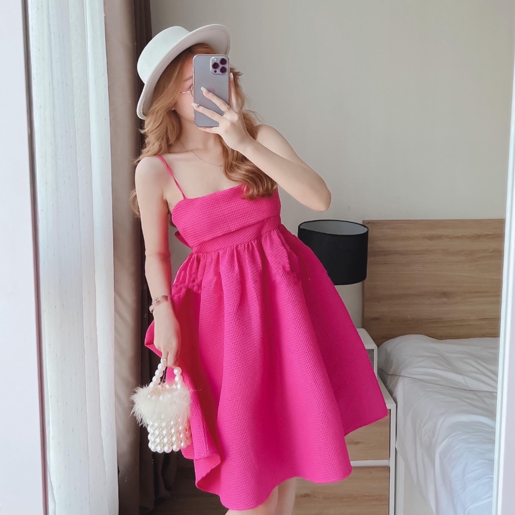 ĐẦM BABYDOLL XỐP 2 DÂY CỘT NƠ LƯNG FORM BỒNG SIÊU ĐÁNG YÊU KÈM ẢNH THẬT TA220203