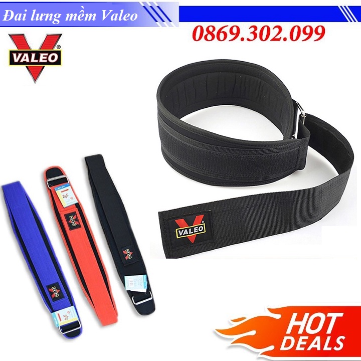 Đai lưng mềm tập gym Valeo  hỗ trợ gánh tạ , squat , Deadlift,.... - mềm mại và chắc chắn