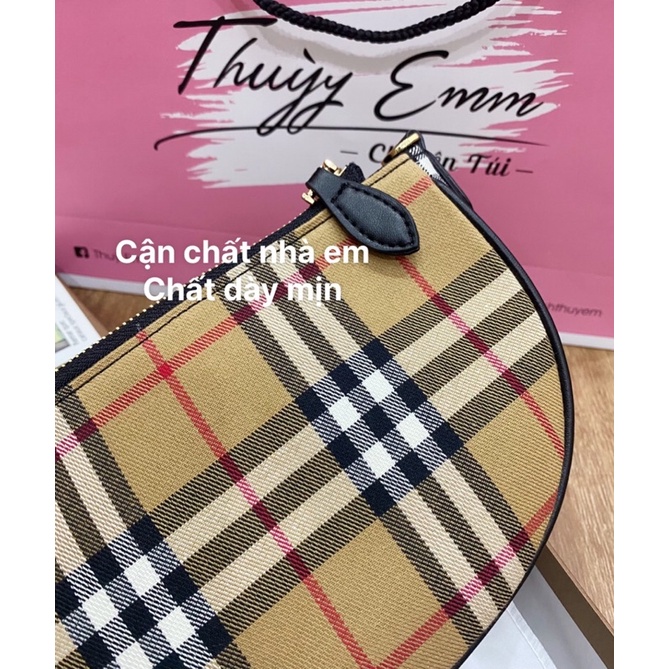 Túi bbr olympia kẹp nách kẻ dáng bầu mới vintage fullbox