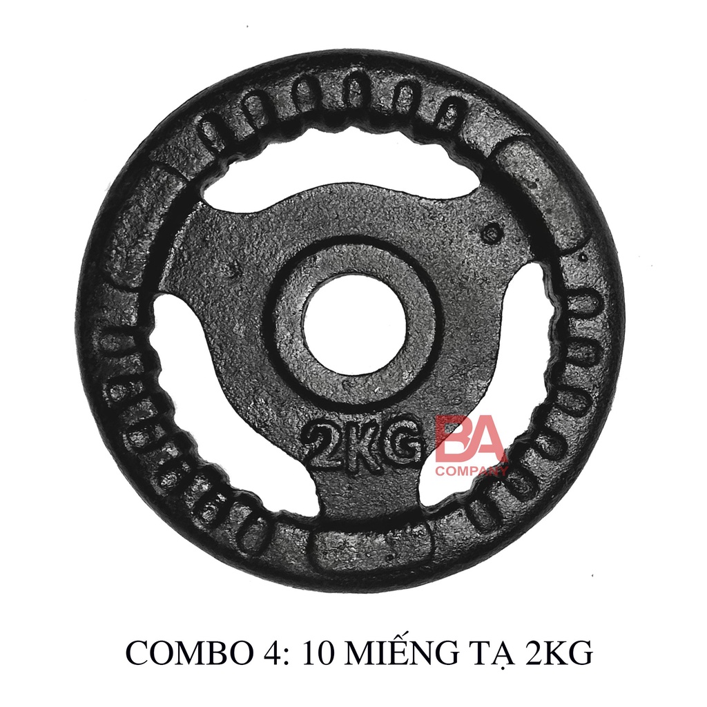 Combo 20kg miếng tạ gang , tạ tập gym lỗ phi 30, dụng cụ thể thao binhansport