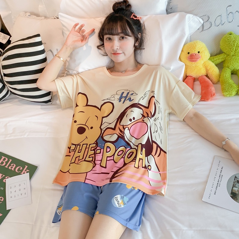 Đồ bộ nữ mặc nhà mùa hè cộc tay vải thun cotton quần lửng cute dễ thương form bigsize BC02