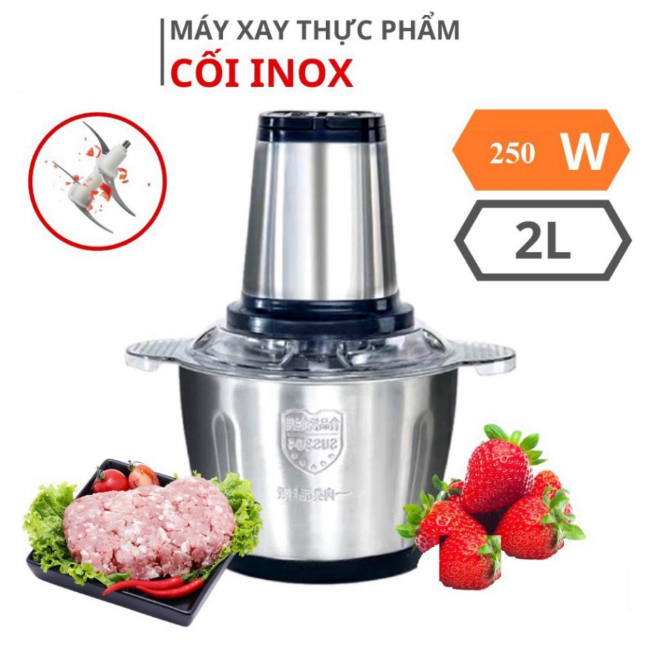 MÁY XAY THỊT ĐA NĂNG CỐI INOX 4 LƯỠI 2 LÍT Siêu Đa Năng