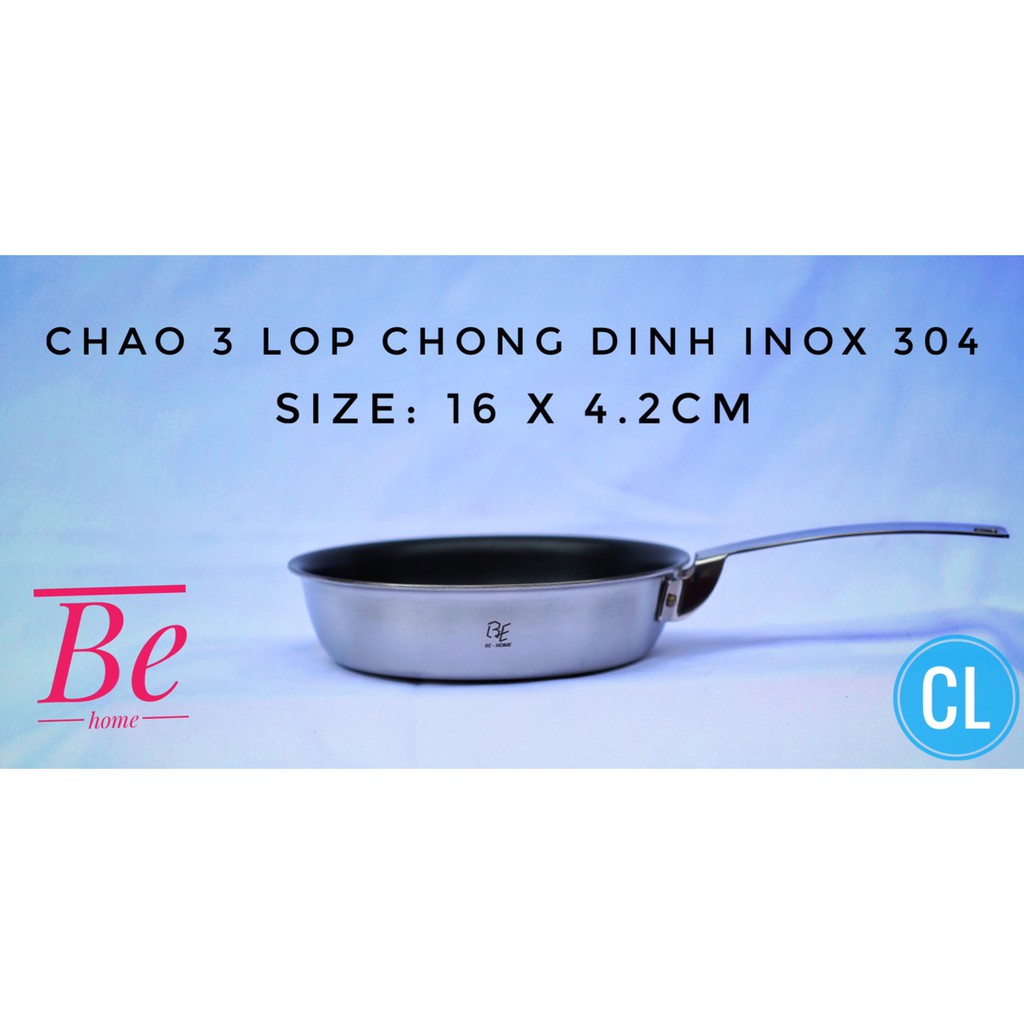 Chảo chống dính Behome 16 CM 3 lớp đáy liền