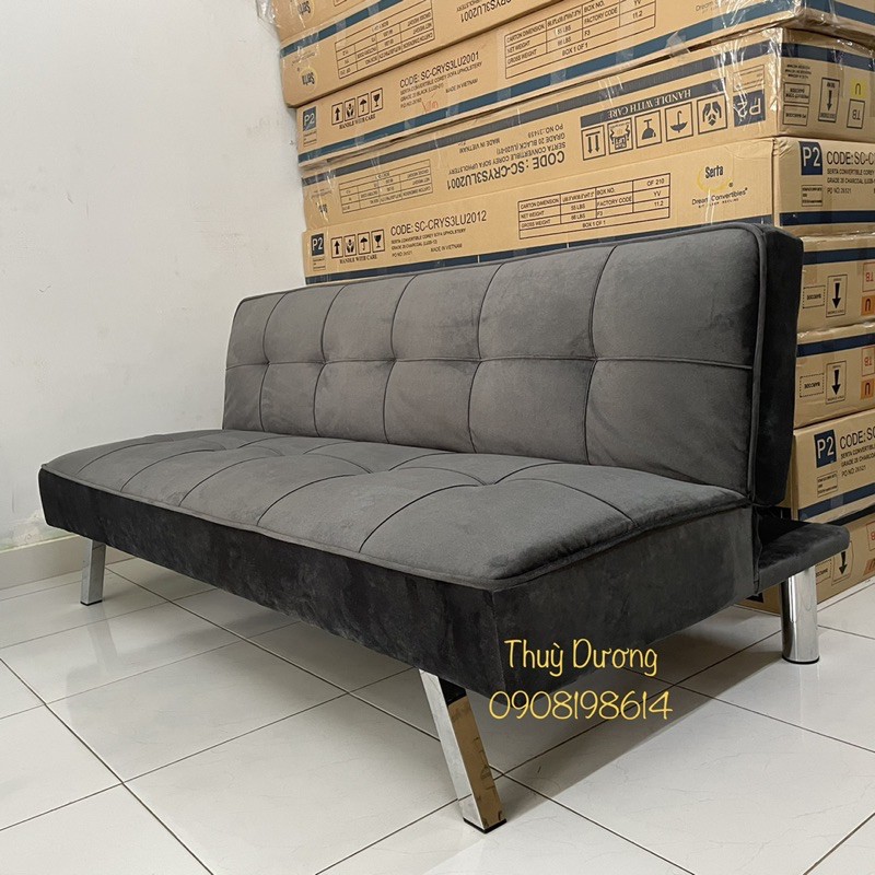 Ghế sofa Giường thông minh vải nhung màu xám đậm - Sofa Bed 1.7m x 96cm