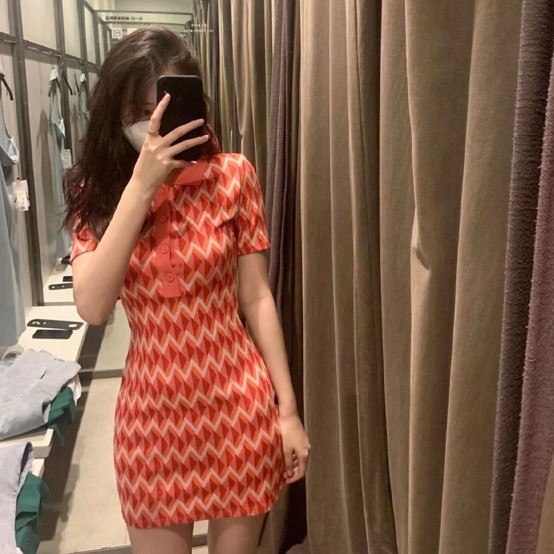 Đầm polo dệt kim cổ điển kiểu Pháp kèm ảnh thật
