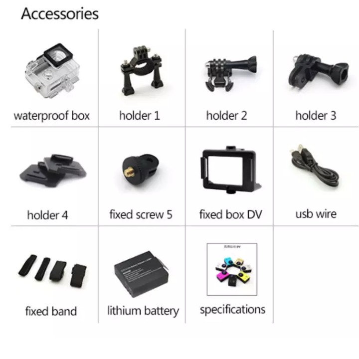 CAMERA HÀNH ĐỘNG WATERPROOF SPORTS CAM 1080 FULL HD - CAMERA CHỐNG NƯỚC GẮN MŨ BẢO HIỂN, GHI ĐÔNG XE