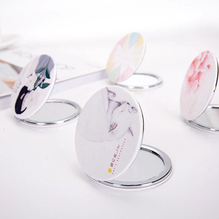 Gương tròn mini cầm tay gấp gọn tinh tế