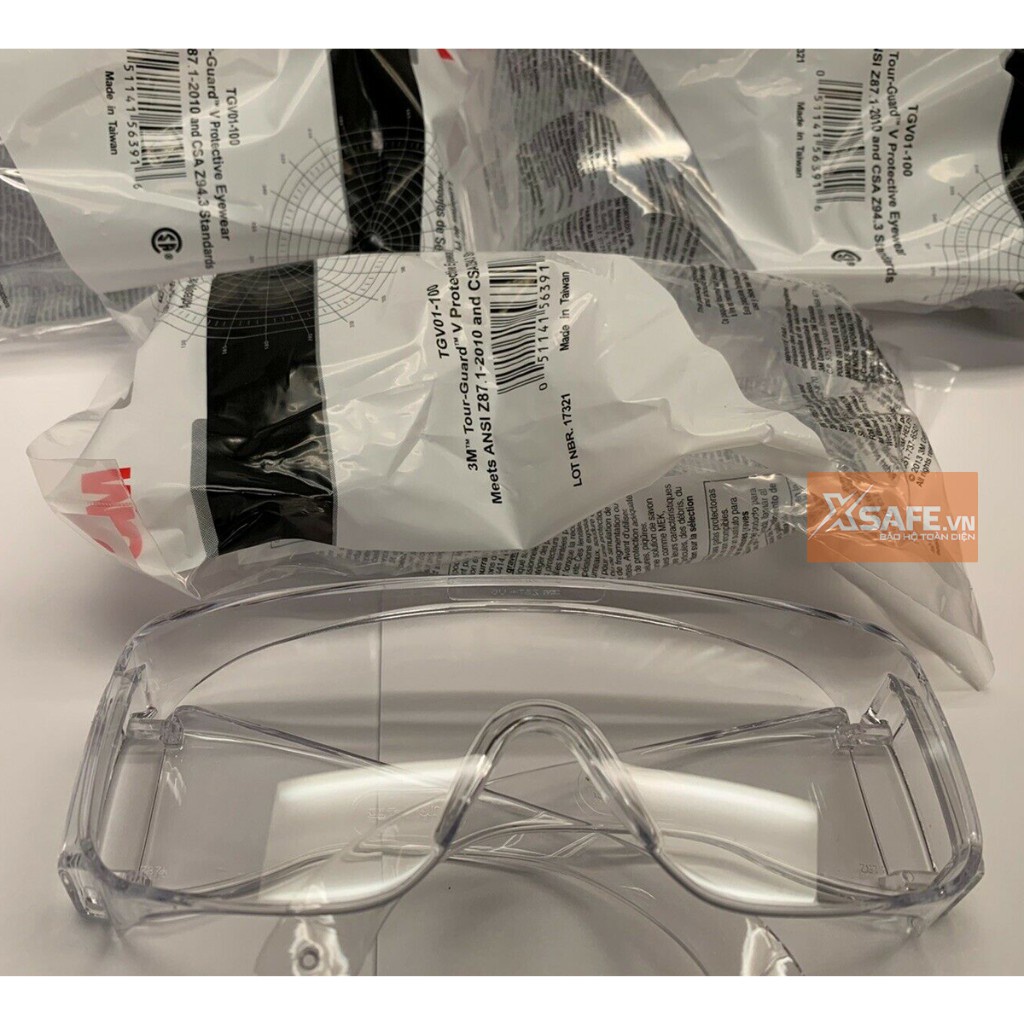 Kính bảo hộ chống hóa chất 3M Tour-Guard V Mắt kính chống bụi, chống tia UV, chống đọng sương, đeo được cùng kính cận