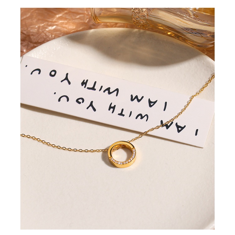 [FreeShip] Dây chuyền nữ titan nữa vòng tròn đá X1-405 - CAM KẾT KHÔNG BAY MÀU